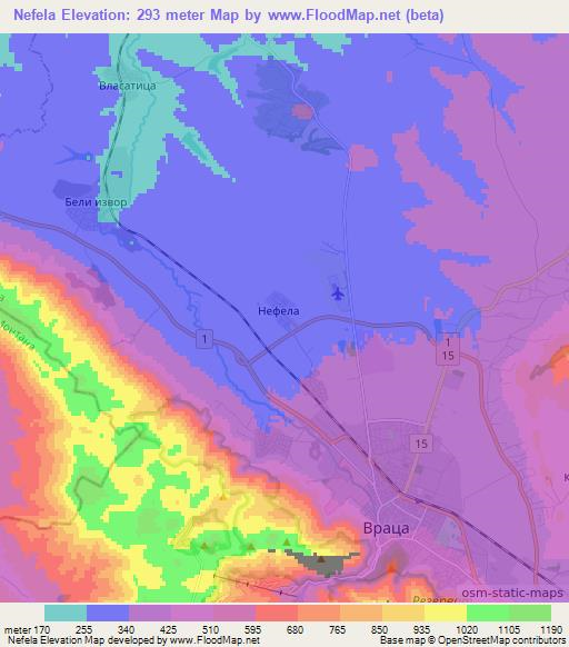 Nefela,Bulgaria Elevation Map