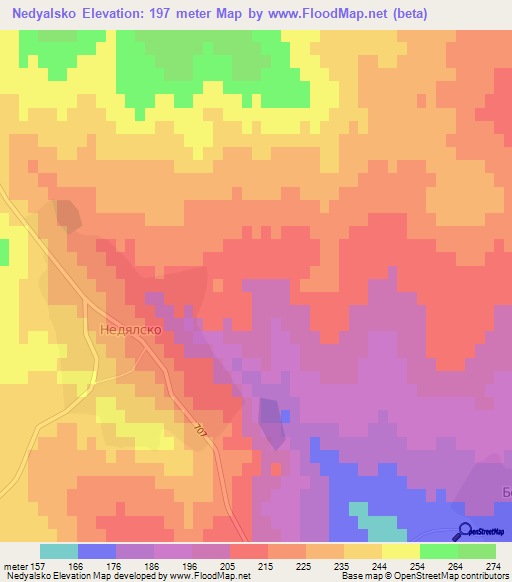 Nedyalsko,Bulgaria Elevation Map