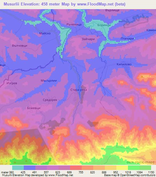 Musurlii,Bulgaria Elevation Map