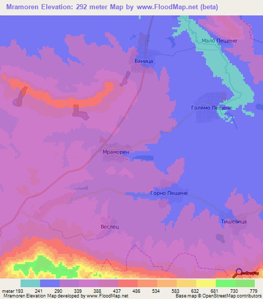 Mramoren,Bulgaria Elevation Map