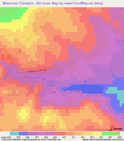 Mramoren,Bulgaria Elevation Map