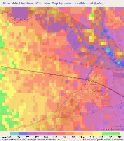 Mokrishte,Bulgaria Elevation Map