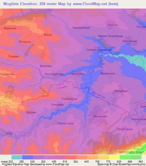 Mogilets,Bulgaria Elevation Map