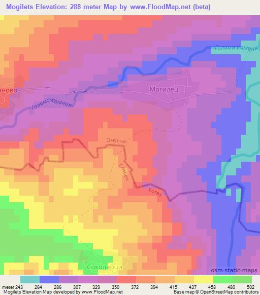 Mogilets,Bulgaria Elevation Map