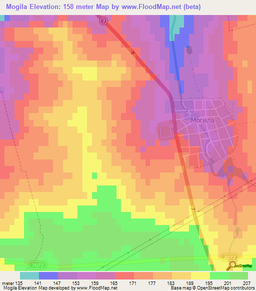 Mogila,Bulgaria Elevation Map