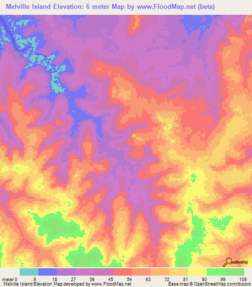 Melville Island,Australia Elevation Map