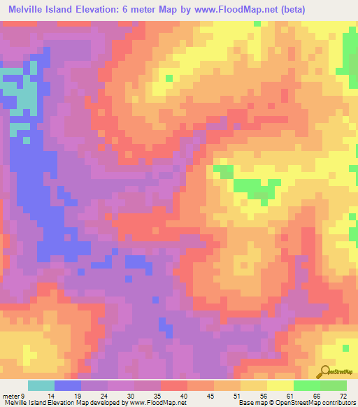 Melville Island,Australia Elevation Map