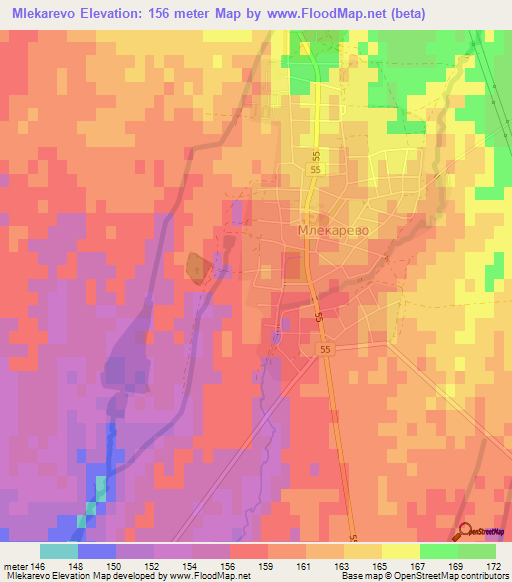 Mlekarevo,Bulgaria Elevation Map