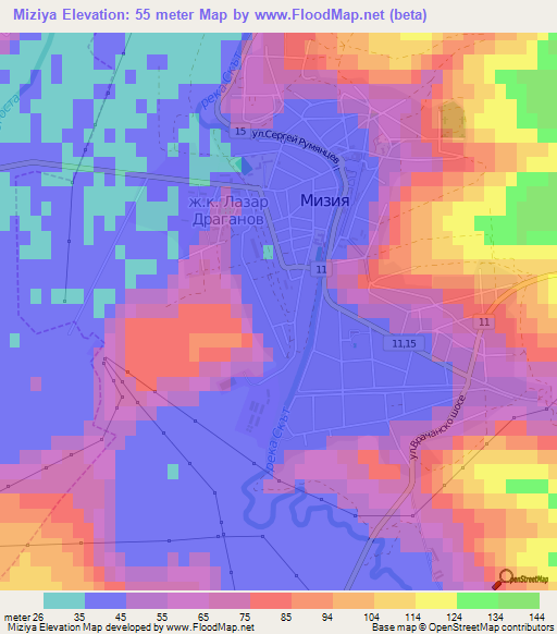 Miziya,Bulgaria Elevation Map