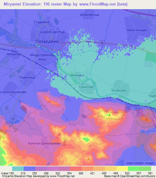 Miryantsi,Bulgaria Elevation Map