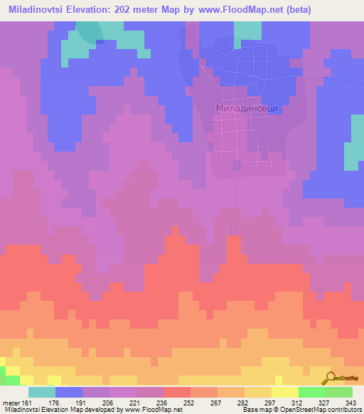 Miladinovtsi,Bulgaria Elevation Map