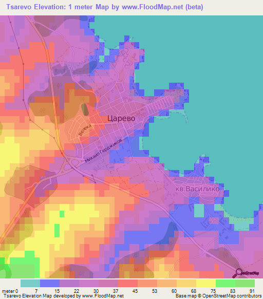 Tsarevo,Bulgaria Elevation Map