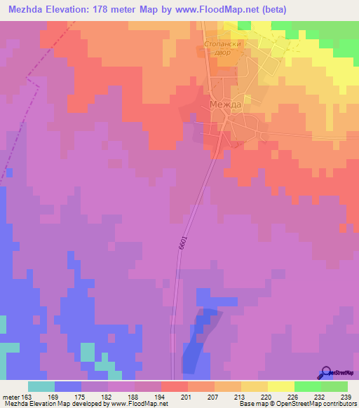 Mezhda,Bulgaria Elevation Map