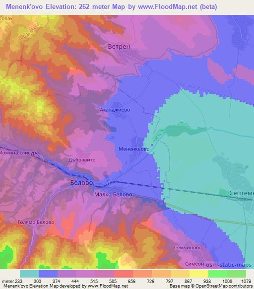 Menenk'ovo,Bulgaria Elevation Map