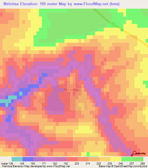 Melnitsa,Bulgaria Elevation Map