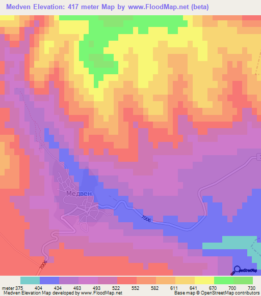 Medven,Bulgaria Elevation Map