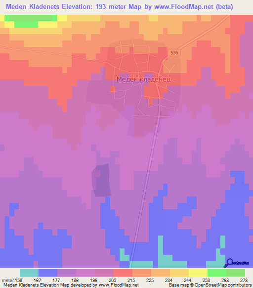 Meden Kladenets,Bulgaria Elevation Map