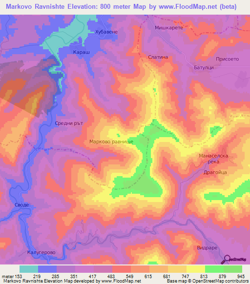 Markovo Ravnishte,Bulgaria Elevation Map