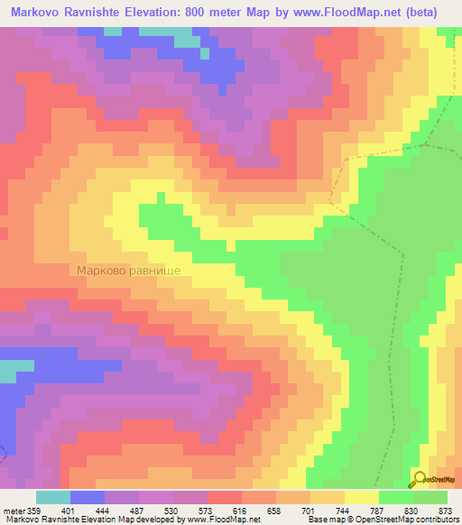 Markovo Ravnishte,Bulgaria Elevation Map