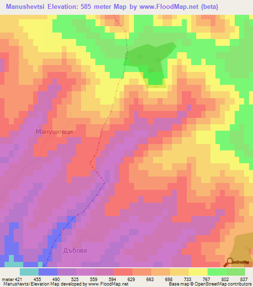 Manushevtsi,Bulgaria Elevation Map