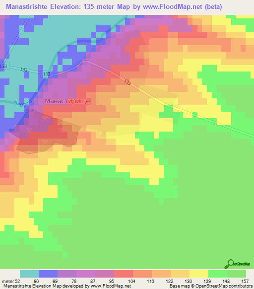 Manastirishte,Bulgaria Elevation Map