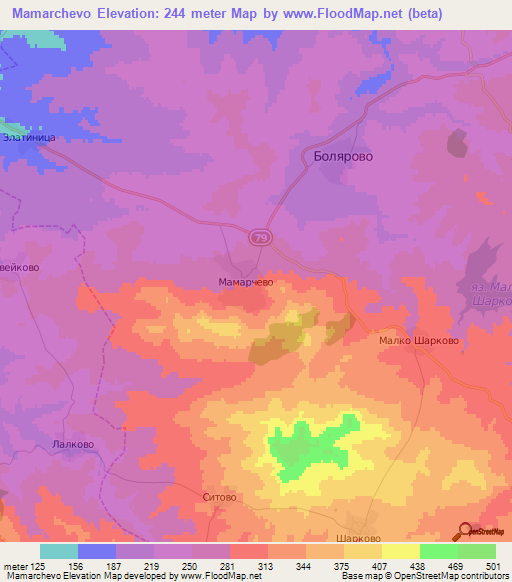 Mamarchevo,Bulgaria Elevation Map