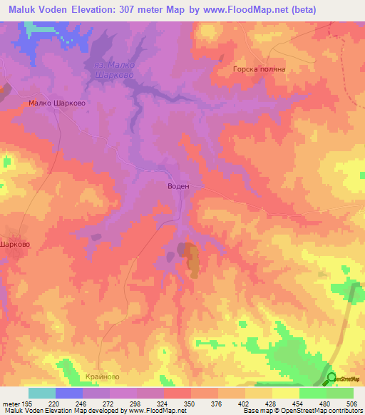 Maluk Voden,Bulgaria Elevation Map