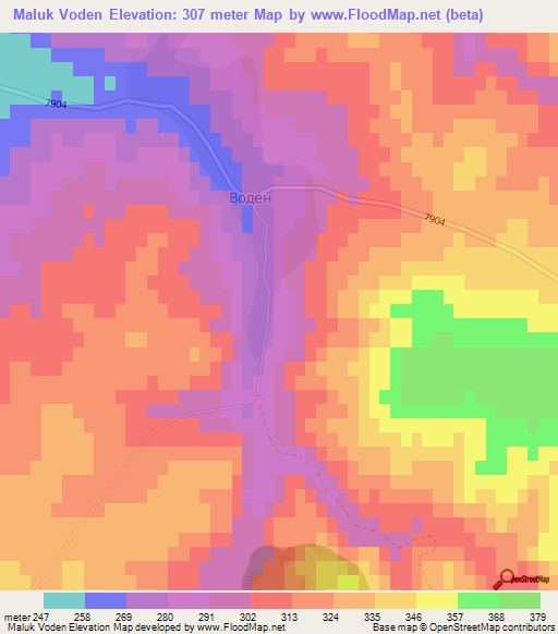 Maluk Voden,Bulgaria Elevation Map