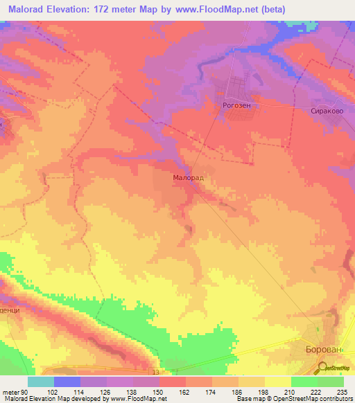 Malorad,Bulgaria Elevation Map