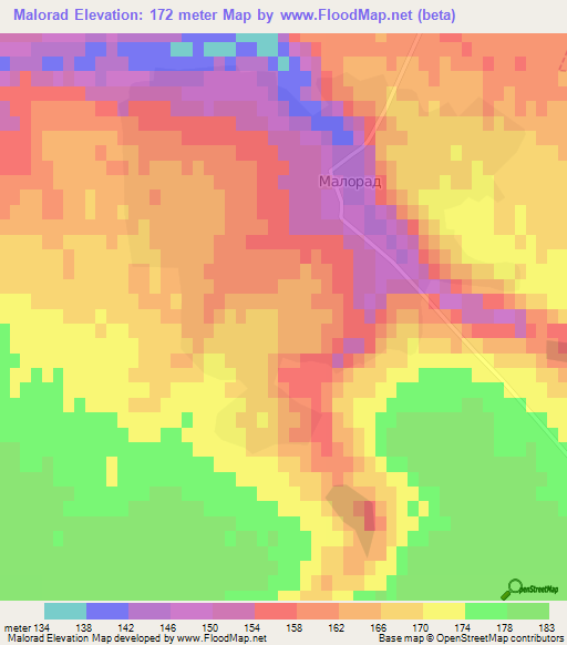 Malorad,Bulgaria Elevation Map