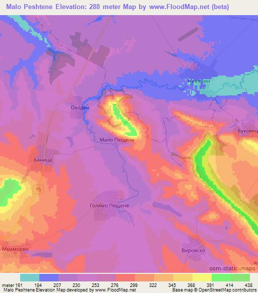 Malo Peshtene,Bulgaria Elevation Map