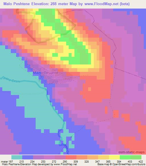 Malo Peshtene,Bulgaria Elevation Map