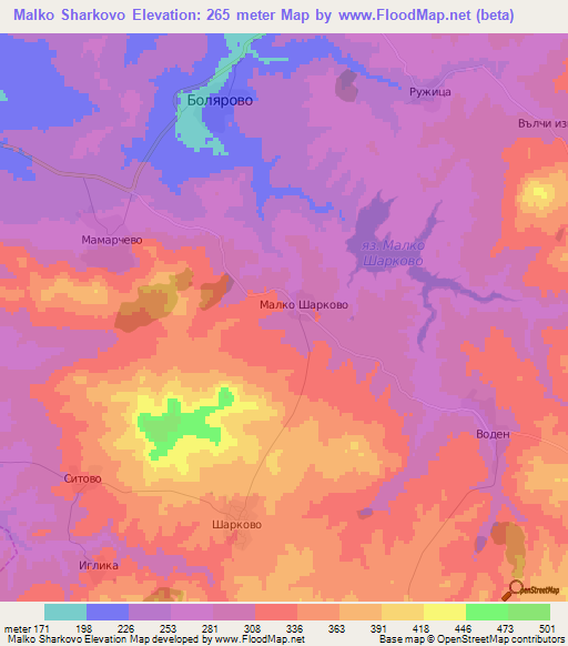 Malko Sharkovo,Bulgaria Elevation Map