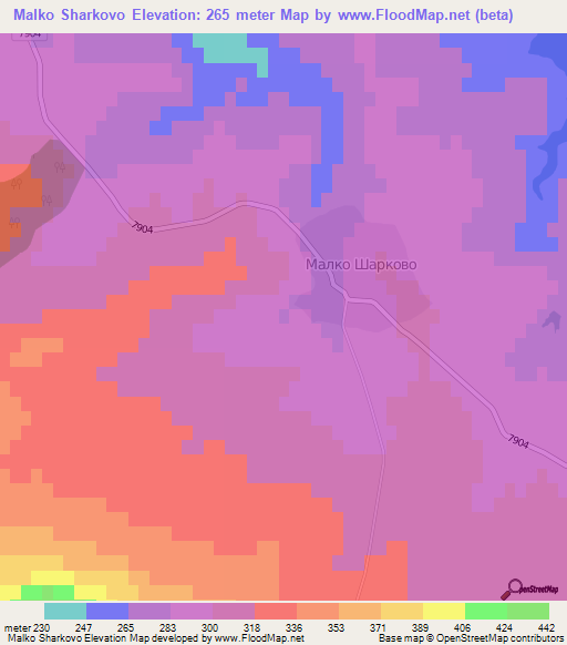 Malko Sharkovo,Bulgaria Elevation Map