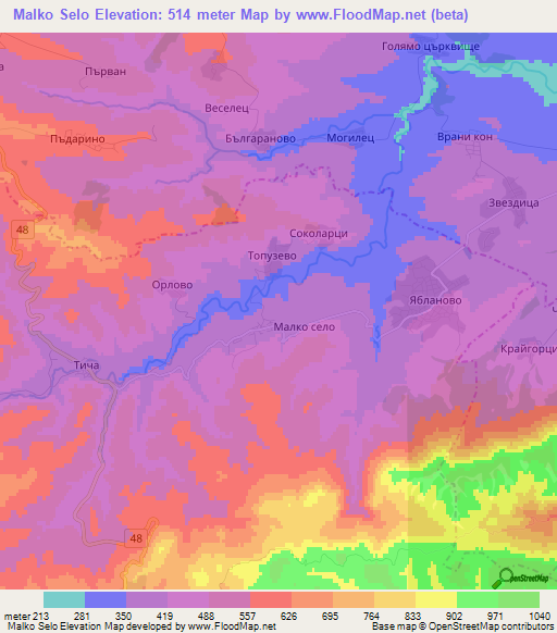 Malko Selo,Bulgaria Elevation Map