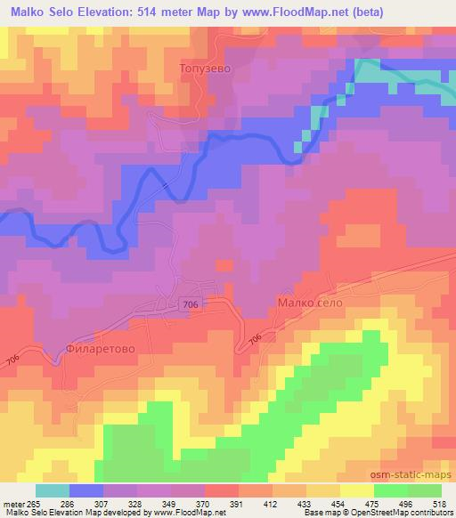 Malko Selo,Bulgaria Elevation Map