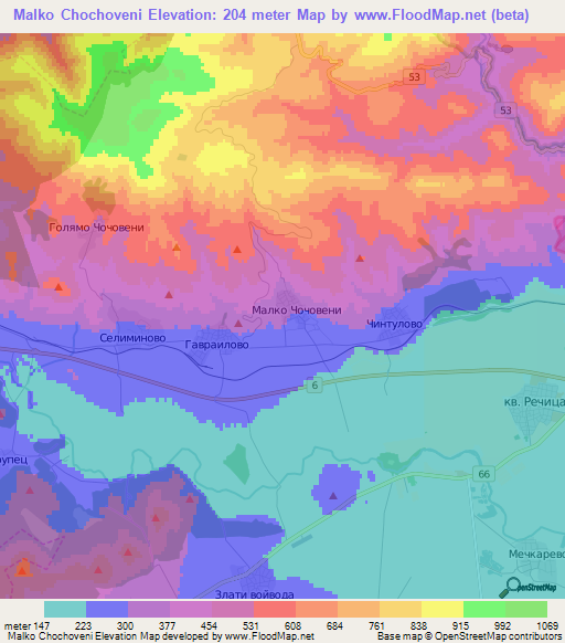 Malko Chochoveni,Bulgaria Elevation Map