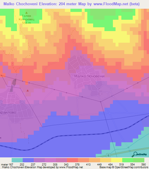 Malko Chochoveni,Bulgaria Elevation Map