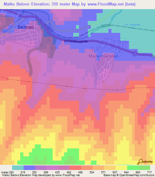 Malko Belovo,Bulgaria Elevation Map