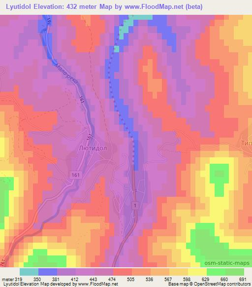 Lyutidol,Bulgaria Elevation Map