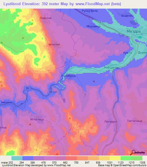 Lyutibrod,Bulgaria Elevation Map