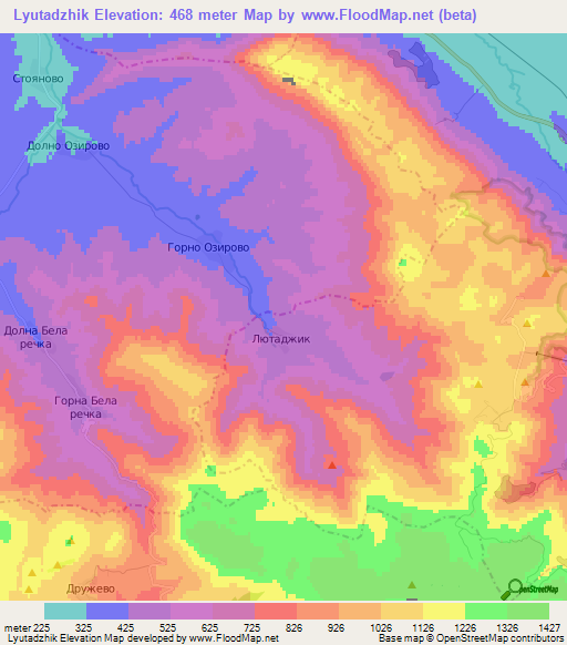 Lyutadzhik,Bulgaria Elevation Map