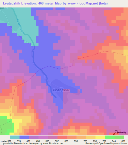 Lyutadzhik,Bulgaria Elevation Map