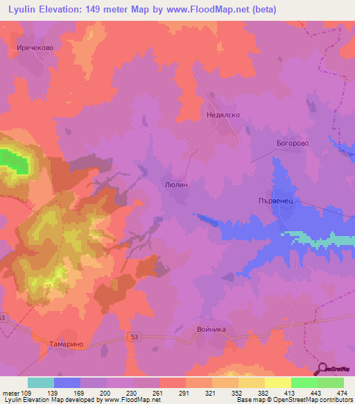 Lyulin,Bulgaria Elevation Map