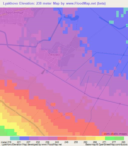 Lyakhovo,Bulgaria Elevation Map