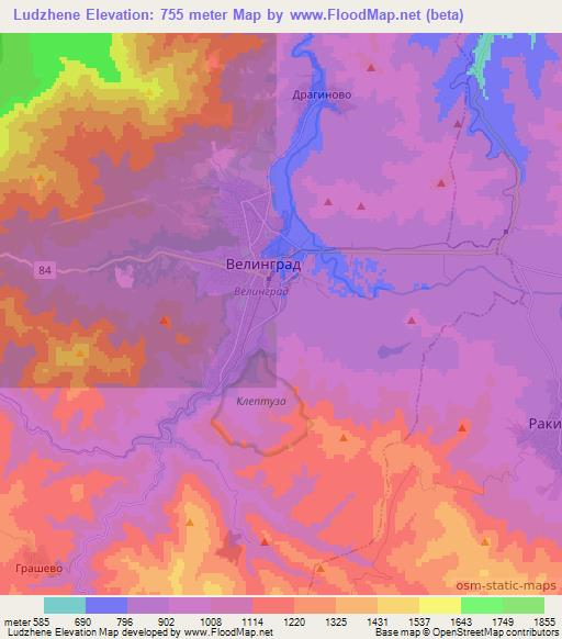 Ludzhene,Bulgaria Elevation Map