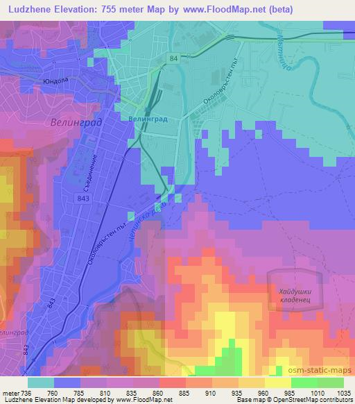 Ludzhene,Bulgaria Elevation Map