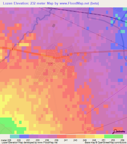 Lozen,Bulgaria Elevation Map