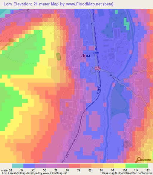 Lom,Bulgaria Elevation Map