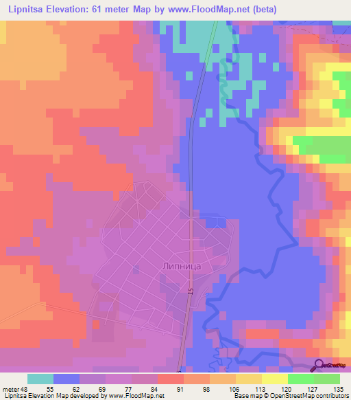 Lipnitsa,Bulgaria Elevation Map